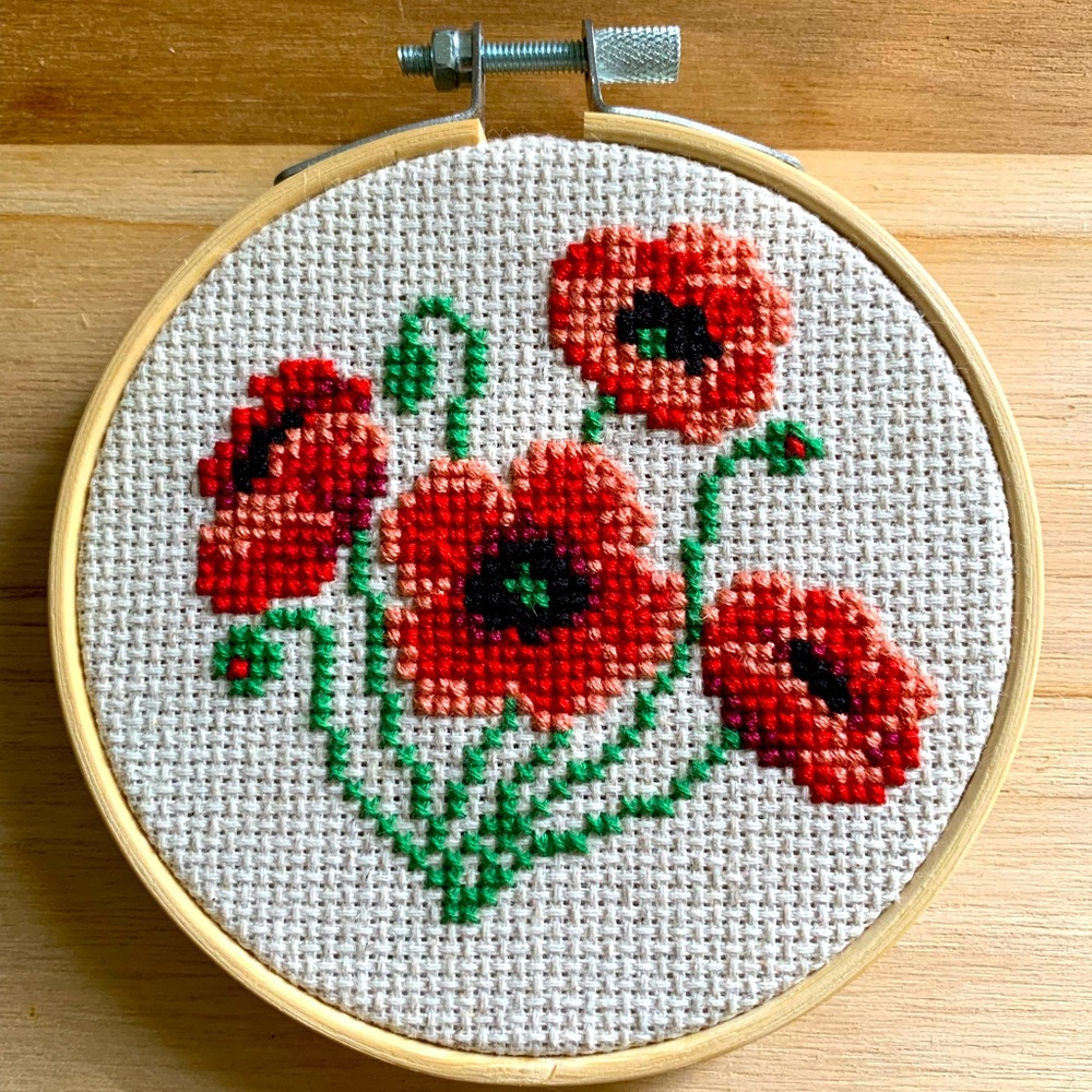 Sold on Etsy. Poppy flower cross stitch